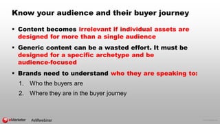 © 2016 eMarketer Inc.
Know your audience and their buyer journey
 Content becomes irrelevant if individual assets are
des...