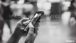 | Loremipsum dolor
Dstillery demystifies your consumers' digital footprints
to reach new audiences across
mobile and desktop, at moments that matter.
 