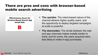 © 2016 eMarketer Inc.
There are pros and cons with browser-based
mobile search advertising
B
 The upsides: The intent-bas...