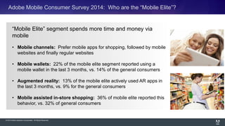 © 2014 Adobe Systems Incorporated. All Rights Reserved.
Adobe Mobile Consumer Survey 2014: Who are the “Mobile Elite”?
“Mo...