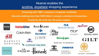 ©2016 AKAMAI | FASTER FORWARDTM
Akamai enables the
anytime, anywhere shopping experience
Partnering with 1000+ commerce co...