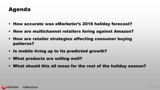 © 2016 eMarketer Inc.
Agenda
 How accurate was eMarketer’s 2016 holiday forecast?
 How are multichannel retailers faring...