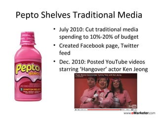 Pepto Shelves Traditional Media <ul><li>July 2010: Cut traditional media spending to 10%-20% of budget </li></ul><ul><li>C...