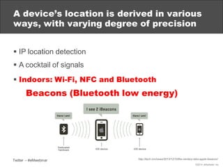 ©2014 eMarketer Inc.
 IP location detection
Twitter – #eMwebinar
 A cocktail of signals
 Indoors: Wi-Fi, NFC and Blueto...
