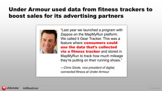© 2015 eMarketer Inc.
Under Armour used data from fitness trackers to
boost sales for its advertising partners
“Last year ...