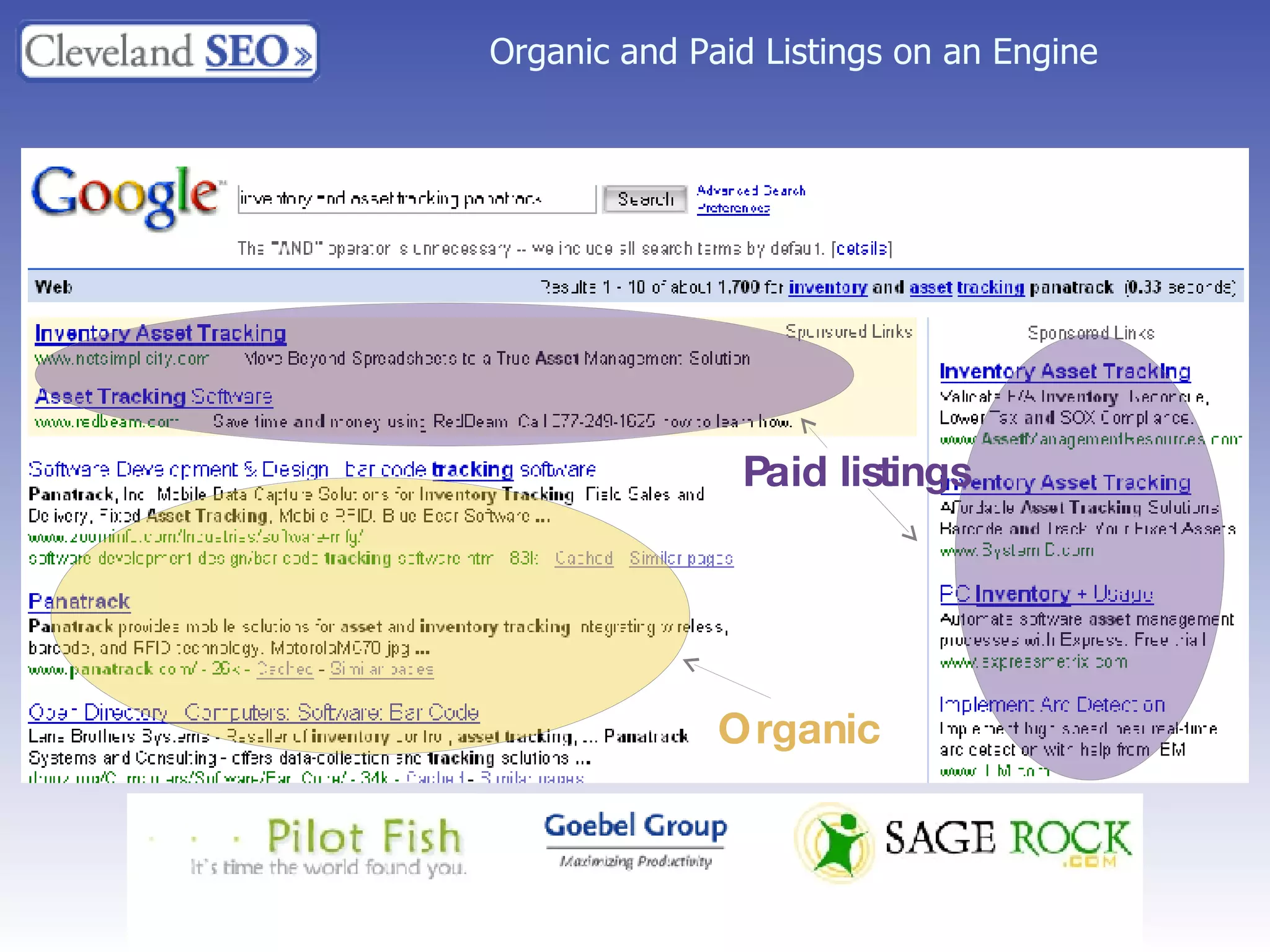 Organic and Paid Listings on an Engine Organic Paid listings 