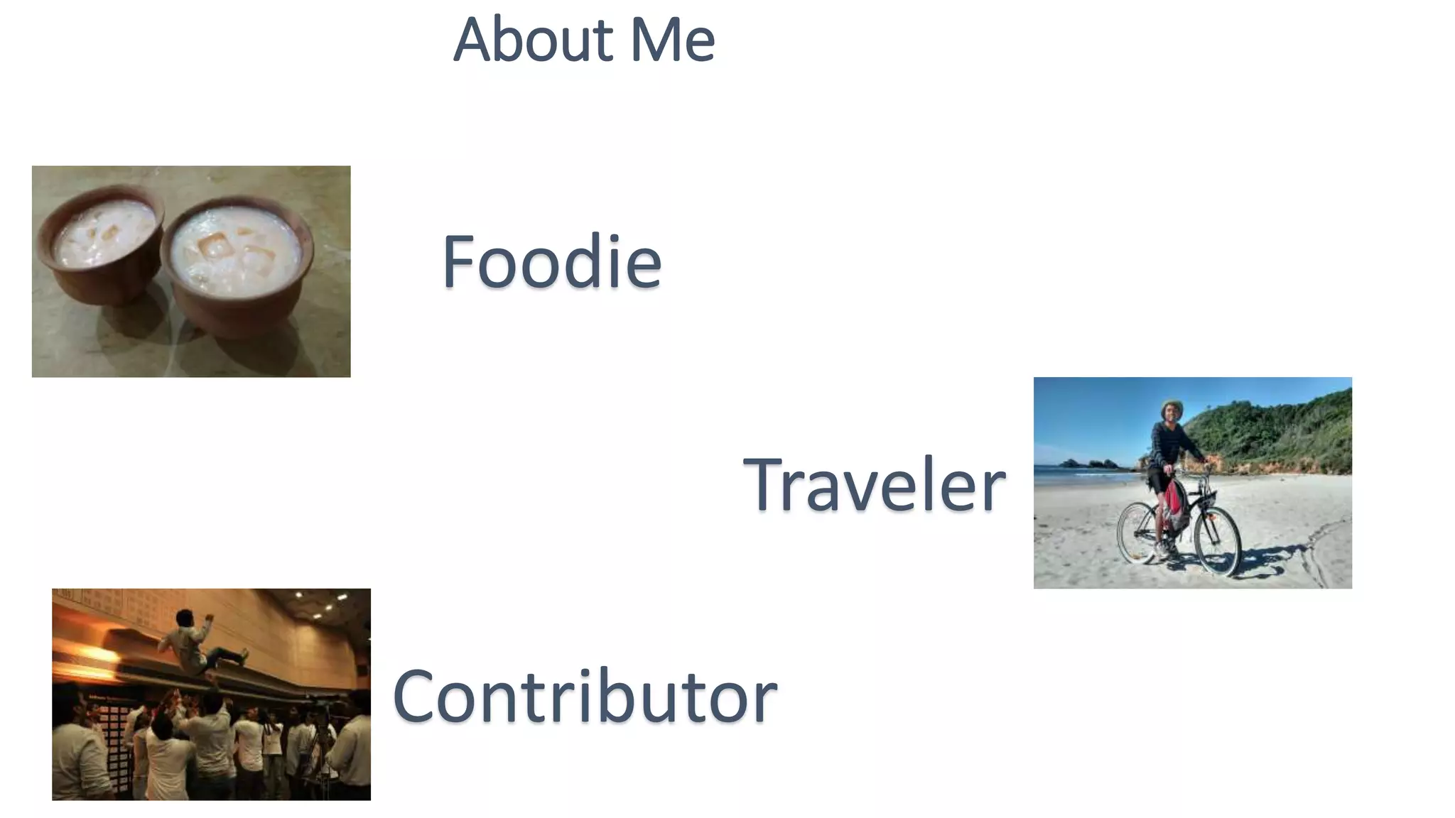 About Me
Foodie
Traveler
Contributor
 