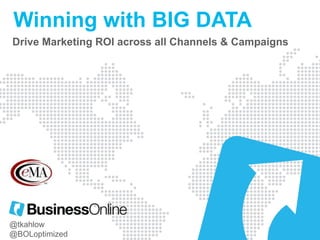 Winning with BIG DATA
Drive Marketing ROI across all Channels & Campaigns
@tkahlow
@BOLoptimized
 