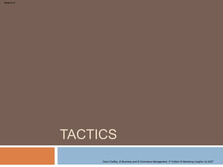 Slide 8.41




             TACTICS
                  Dave Chaffey, E-Business and E-Commerce Management, 3rd Edition © Marketing Insights Ltd 2007
 