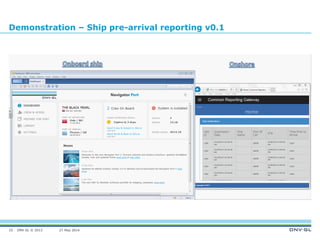 DNV GL © 2013 27 May 2014
Demonstration – Ship pre-arrival reporting v0.1
10
 