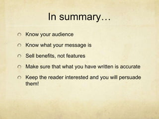 Basic Copywriting Skills | PPTX