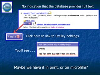 No indication that the database provides full text. Click here to link to Swilley holdings. Maybe we have it in print, or on microfilm? You’ll see . . . 