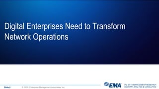 IT & DATA MANAGEMENT RESEARCH,
INDUSTRY ANALYSIS & CONSULTINGSlide 6 © 2020 Enterprise Management Associates, Inc.
Digital Enterprises Need to Transform
Network Operations
 