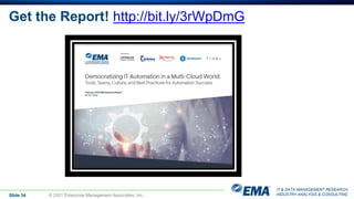 IT & DATA MANAGEMENT RESEARCH,
INDUSTRY ANALYSIS & CONSULTING
Get the Report! http://bit.ly/3rWpDmG
Slide 34 © 2021 Enterprise Management Associates, Inc.
 