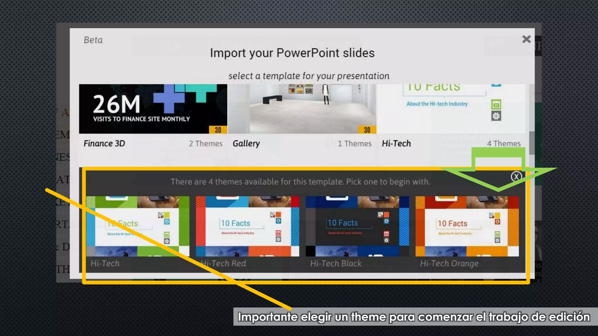 Importante elegir un theme para comenzar el trabajo de edición 
 