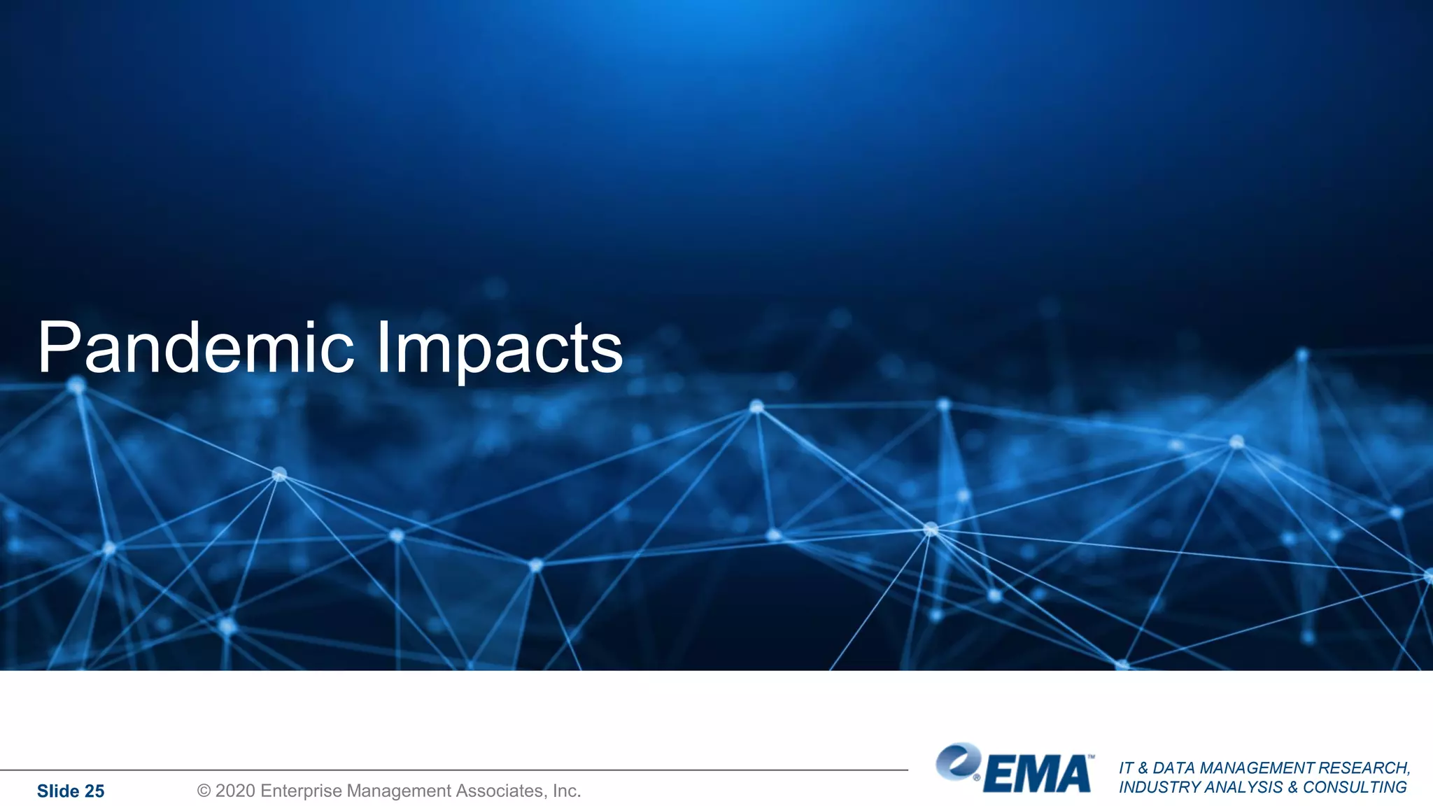 IT & DATA MANAGEMENT RESEARCH,
INDUSTRY ANALYSIS & CONSULTING
Pandemic Impacts
Slide 25 © 2020 Enterprise Management Associates, Inc.
 