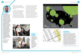 Internal communication                                                                                                                                                                                                                                                                                                                                                                                                                                  Internal communication




                                   establish channels for employees                    and milestones for the streetcar system.
                                   to express ideas and help persuade                  This strong internal communications
                                   high-level decision makers to support               tool gave life to a forgotten project
                                   these ideas.                                        lost within the bureaucracy, indicated
                                                                                       the city’s commitment to the plan
                                   In 2009, the District Department of                 and created a common point of
                                   Transportation (DDOT) in Washington,                reference for all employees and
                                   D.C. resurrected a discarded plan                   politicians, including the mayor and city
      The streetcar                to build streetcar lines that would                 council members, to understand the
      project used to be           crisscross the city. To build high-level            department’s priorities. The first streetcar
      a four-letter word           support within the government for the               line is under construction and the                                                                                                                                                                                                                                  S
                                                                                                                                                                                                                                                                                                                                                     AN
                                   project, DDOT created a well-designed               surrounding residential and commercial                                                                                                                                                                                                                    FFG
      in DC when I took                                                                                                                                                                                                                                                                                                                  To
                                                                                                                                                                                                                                                                                                                                              tal ding
                                                                                                                                                                                                                                                                                                                                                   n
                                                                                                                                                                                                                                                                                                                               A                Fu
      over. After selling          “Action Agenda,” setting out clear goals            development has begun to take off.
                                                                                                                                                                                                                                                                                                                    inin
                                                                                                                                                                                                                                                                                                                         gF
                                                                                                                                                                                                                                                                                                                            FG
                                                                                                                                                                                                                                                                                                                             g
                                                                                                                                                                                                                                                                                                                  ma undin
      my vision to small                                                                                                                                                                                                                                      s           09               FY
                                                                                                                                                                                                                                                                                                   10
                                                                                                                                                                                                                                                                                               20 t's
                                                                                                                                                                                                                                                                                                                Re
                                                                                                                                                                                                                                                                                                                   NS
                                                                                                                                                                                                                                                                                                                      F

                                                                                                                                                                                                                                                           ect FY 2 can
                                                                                                                                                                                                                                                                   0
                                                                                                                                                                                                                                                                                                  den
      groups across the                                                                                                                                                                                                                         ar t
                                                                                                                                                                                                                                                     sP
                                                                                                                                                                                                                                                       roj         eri    d
                                                                                                                                                                                                                                                                 Am ry an t
                                                                                                                                                                                                                                                                                           Pr esi
                                                                                                                                                                                                                                                                                               Bu
                                                                                                                                                                                                                                                                                                   dg
                                                                                                                                                                                                                                                                                                      et
                                                                                                                                                                                                                                              t
                                                                                                                                                                                                                                         ll S                      ove
      agency, we created                                                                                                                                                                                                            S ma                        Rec vestm
                                                                                                                                                                                                                                                                          en
                                                                                                                                                                                                                                                                                                       ##
                                                                                                                                                                                                                                                                                                     ## 00
                                                                                                                                                                                                                                                                                                          #
                                                                                                                                                                                                                              and             09                  Rei
                                                                                                                                                                                                                                                                      n
                                                                                                                                                                                                                                                                           Ac
                                                                                                                                                                                                                                                                             t                     ##
                                                                                                                                                                                                                                                                                                       0,0 0
      our Action Agenda,                                                                                                                                                                                    w   S ta
                                                                                                                                                                                                                     r   ts
                                                                                                                                                                                                                                        FY
                                                                                                                                                                                                                                           20 s
                                                                                                                                                                                                                                                u
                                                                                                                                                                                                                                             nib ions                               0
                                                                                                                                                                                                                                                                                                 ##
                                                                                                                                                                                                                                                                                               ## 0,00
                                                                                                                                                                                                                                                                                                 43                 0
                                                                                                                                                                                                          Ne                             Om riat                                ,00
      a two-year vision                                                                                                                                                                      in   gf
                                                                                                                                                                                                       or
                                                                                                                                                                                                                                        Ap
                                                                                                                                                                                                                                           prop t
                                                                                                                                                                                                                                               Ac                       73
                                                                                                                                                                                                                                                                          9,5
                                                                                                                                                                                                                                                                             60       0                             17
                                                                                                                                                                                                                                                                                                                1,1 9
                                                                                                                                                                                        u nd                                                                           $             00                    4,2
                                                                                                                                                                                                                                                                                                              5
                                                                                                                                                                                                                                                                                                                   ,07
                                                                                                                                                                                      F                                                                                           0,0 0
      document that                                                                                                                                                          20
                                                                                                                                                                               10                                                                           a nd
                                                                                                                                                                                                                                                       08 ding               2,94
                                                                                                                                                                                                                                                                                                     ##
                                                                                                                                                                                                                                                                                                        #17 ,790 30
                                                                                                                                                                                                                                                                                                           81 73,4 0                                                                                                                           00
                                                                                                                                                                   FY                                                                            20                                              ## 00                                        0                                                                                          0,0
                                                                                                                                                                                                                                                               n                            ##                 ,2
      aligned the entire                                                                                                                                 Ta
                                                                                                                                                            ble
                                                                                                                                                                1-
                                                                                                                                                                                          era
                                                                                                                                                                                              ll                                           FY us Fu
                                                                                                                                                                                                                                                vio
                                                                                                                                                                                                                                                                                        ##
                                                                                                                                                                                                                                                                                   ## 2,17 ,04
                                                                                                                                                                                                                                                                                                    0,0 0   18                                  0                                 0                                            87
                                                                                                                                                                                                                                                                                                                                                                                                                                     ,20 ,000
                                                                                                                                                                                                                                                                                                                                                                                                                            $5 0,70 000
                                                                                                                                                                                                                                                                                                                                                                                                                                           0
                                                                                                                                                                                       Ov      ct                                         Pr e                                             8          3
                                                                                                                                                                                                                                                                                                  29 ,000                                          0                                                                           49 ,000 00
                                                                                                                                                                                                                                                                                                                                                                                                                                                ,
                                                                                                                                                                                                                                                                                                                                             ,00
      agency, to promote                                                                                                                                                                Pr oje
                                                                                                                                                                                               ing
                                                                                                                                                                                                                                                                ##
                                                                                                                                                                                                                                                           ## 756
                                                                                                                                                                                                                                                                     ##
                                                                                                                                                                                                                                                                                                   ,55
                                                                                                                                                                                                                                                                                                        0
                                                                                                                                                                                                                                                                                                               68                   7,5
                                                                                                                                                                                                                                                                                                                                         00          0
                                                                                                                                                                                                                                                                                                                                                                           ##
                                                                                                                                                                                                                                                                                                                                                                               ##
                                                                                                                                                                                                                                                                                                                                                                                   ##                              $0
                                                                                                                                                                                                                                                                                                                                                                                                                       0
                                                                                                                                                                                                                                                                                                                                                                                                                                       5
                                                                                                                                                                                                                                                                                                                                                                                                                                  52 ,680 00
                                                                                                                                                                                                                                                                                                                                                                                                                                                  ,0
                                                                                                                                                                                          Rat                                                       #  ##         8 ,                           44 11,7 0                                              0               ##                                                                8          ,0
      and communicate                                                                                                                                                                                                                          ## 0,62
                                                                                                                                                                                                                                                        7
                                                                                                                                                                                                                                                                             0
                                                                                                                                                                                                                                                                               0                13
                                                                                                                                                                                                                                                                                                   9,4
                                                                                                                                                                                                                                                                                                                   0  0                                    0
                                                                                                                                                                                                                                                                                                                                                                ##
                                                                                                                                                                                                                                                                                                                                                                     #
                                                                                                                                                                                                                                                                                                                                                                                         0 3
                                                                                                                                                                                                                                                                                                                                                                                                                         0
                                                                                                                                                                                                                                                                                                                                                                                                                           0
                                                                                                                                                                                                                                                                                                                                                                                                                                     30 ,000 00
                                                                                                                                                                                                                                                                                                                                                                                                                                       3 64 20,0 0
                                                                                                                                                                                                                                                                         ,00                                  2,5 0                                 0 ,00                         49,9 1                              ,00                   5  ,5        ,00
      the goals of the                                                                                                                                                                                                                                           ,45
                                                                                                                                                                                                                                                            30 31,8 0
                                                                                                                                                                                                                                                                      0
                                                                                                                                                                                                                                                                               90                        ,09
                                                                                                                                                                                                                                                                                                      18 50,0 0
                                                                                                                                                                                                                                                                                                                      0
                                                                                                                                                                                                                                                                                                                                      $7
                                                                                                                                                                                                                                                                                                                                          50
                                                                                                                                                                                                                                                                                                                                              ,00                            1,2
                                                                                                                                                                                                                                                                                                                                                                         $6 ,582 12
                                                                                                                                                                                                                                                                                                                                                                                        ,55
                                                                                                                                                                                                                                                                                                                                                                                                           30
                                                                                                                                                                                                                                                                                                                                                                                                               ,17
                                                                                                                                                                                                                                                                                                                                                                                                                    9        0           24 ,810 00
                                                                                                                                                                                                                                                                                                                                                                                                                                               6
                                                                                                                                                                                                                                                                                                                                                                                                                                           15 ,000 00
                                                                                                                                                                                                                                                                                                                                                                                                                                                           ,0
                                                                                                                                                                                                                         s                                         ,3                                    4,8 0,00                                                              9          ,3                                   0
                                                                                                                                                                                                                   ent                                         67                                      1                                                         0                    10 00                                                       0          ,0
      streetcar project                                                                                                                                                                               Ag
                                                                                                                                                                                                           r eem                                                              0 ,00
                                                                                                                                                                                                                                                                                       0                   4,9
                                                                                                                                                                                                                                                                                                                5
                                                                                                                                                                                                                                                                                                                      ##
                                                                                                                                                                                                                                                                                                                          ##
                                                                                                                                                                                                                                                                                                                                                  6,0
                                                                                                                                                                                                                                                                                                                                                            ,00
                                                                                                                                                                                                                                                                                                                                                        00 00                           0 0,0 0
                                                                                                                                                                                                                                                                                                                                                                                                                                 0          50 ,114 00
                                                                                                                                                                                                                                                                                                                                                                                                                                                  32         0,0
                                                                                                                                                                                                                                                                        ,23            00                        ##                          $3 ,740
                                                                                                                                                                                                                                                                                                                                                              ,0                   0 ,0       ,00                                   0       2,6 0,00 ,000
                                                                                                                                                                                              ork                                                                  46 10,0 0                                 ##                                                                10 347 44
      and everything                                                                                                                                                                 e m
                                                                                                                                                                                          W                                                                               ,9
                                                                                                                                                                                                                                                                      54 00,0
                                                                                                                                                                                                                                                                                         0             ##
                                                                                                                                                                                                                                                                                                           #                                      66                   0                      4 ,7                              ,5  15
                                                                                                                                                                                                                                                                                                                                                                                                                                                    0
                                                                                                                                                                                                                                                                                                                                                                                                                                              1,3 5,41 ,000
                                                                                                                                                                                                                                                                                                                                                                                                                                                               3
                                                                                                                                                                               yst                                                                                                                                             00                                 ,00                     30 ,661                           09 21                   34 ,700 00
                                                                                                                                                           nts           ly S                                                                                                ,9            ##                             2,0                                 00                                                       5,7
      else to nearly 1,000                                                                                                                     gre
                                                                                                                                                    e  me d Ear
                                                                                                                                                            an
                                                                                                                                                                                                                                                                        14
                                                                                                                                                                                                                                                                             ##
                                                                                                                                                                                                                                                                                 ##
                                                                                                                                                                                                                                                                                       ##                          0  ,88 ,000
                                                                                                                                                                                                                                                                                                               $9 ,784 98
                                                                                                                                                                                                                                                                                                                                                      4  0,0
                                                                                                                                                                                                                                                                                                                                                                                                1
                                                                                                                                                                                                                                                                                                                                                                                            71 ,039
                                                                                                                                                                                                                                                                                                                                                                                                11 00
                                                                                                                                                                                                                                                                                                                                                                                                                   91 ,799
                                                                                                                                                                                                                                                                                                                                                                                                                         7
                                                                                                                                                                                                                                                                                                                                                                                                                                  ,6
                                                                                                                                                                                                                                                                                                                                                                                                                                          0
                                                                                                                                                                                                                                                                                                                                                                                                                                                          5
                                                                                                                                                                                                                                                                                                                                                                                                                                                      23 ,000 00
                                                                                                                                                                                                                                                                                                                                                                                                                                                            0
                                                                                                                                                                                                                                                                                                                                                                                                                                                                    ,0
                                                                                                                                                                                                                                                                                                                                                                                                                                                                      ,0
                                                                                                                                          t A ents                                                                                                                                                                                                                                                                   54                     0           70 ,300 00
                                                                                                                                                                                                                                                                        ##                                            0         ,8                                                                   ,0
      staff members of                                                                                                             Gra
                                                                                                                              ing Agre
                                                                                                                                        n
                                                                                                                                               em
                                                                                                                                                                                                                                                                      #
                                                                                                                                                                                                                                                                                               ,09
                                                                                                                                                                                                                                                                                                   7
                                                                                                                                                                                                                                                                                                         (1)
                                                                                                                                                                                                                                                                                                                   8        20
                                                                                                                                                                                                                                                                                                                        1,0 0,00
                                                                                                                                                                                                                                                                                                                                       0
                                                                                                                                                                                                                                                                                                                                                                                         2
                                                                                                                                                                                                                                                                                                                                                                                               ,00
                                                                                                                                                                                                                                                                                                                                                                                                   0
                                                                                                                                                                                                                                                                                                                                                                                            15 82,0 0
                                                                                                                                                                                                                                                                                                                                                                                                           00
                                                                                                                                                                                                                                                                                                                                                                                                                                         ,31
                                                                                                                                                                                                                                                                                                                                                                                                                                              4               8
                                                                                                                                                                                                                                                                                                                                                                                                                                                          42 ,346 00
                                                                                                                                                                                                                                                                                                                                                                                                                                                                9
                                                                                                                                                                                                                                                                                                                                                                                                                                                                        ,0
                                                                                                                                                                                                                                                                                                                                                                                                                                                                          ,0
                                                                                         ect
                                                                                                                            d
                                                                                                                      Fun rant ents                         ent
                                                                                                                                                                 s
                                                                                                                                                                                                                                                                                       ,06
                                                                                                                                                                                                                                                                                            8
                                                                                                                                                                                                                                                                                                   49                      ,40         00                                                      7 ,1       ,00                    ,54
                                                                                                                                                                                                                                                                                                                                                                                                                                       9
                                                                                                                                                                                                                                                                                                                                                                                                                                              50            48 ,000 00
                                                                                                                                                                                                                                                                                                                        59 53,0 0                                                                       Good Design
      the agency. Once                                                           P  r oj            e
                                                                                              has arts
                                                                                                              F ull           G
                                                                                                                         ing gree
                                                                                                                                         m
                                                                                                                                               Ag
                                                                                                                                                   re  em                                                                                                                        99 93,4 0
                                                                                                                                                                                                                                                                             $3 3,5
                                                                                                                                                                                                                                                                                                  , 79                       ,3
                                                                                                                                                                                                                                                                                                                          34 69,6 9
                                                                                                                                                                                                                                                                                                                                         6
                                                                                                                                                                                                                                                                                                                                                                         1
                                                                                                                                                                                                                                                                                                                                                                               00
                                                                                                                                                                                                                                                                                                                                                                           0,0 0
                                                                                                                                                                                                                                                                                                                                                                                            19 ,229 53
                                                                                                                                                                                                                                                                                                                                                                                               7 4          ,1             2 62 19,9 0
                                                                                                                                                                                                                                                                                                                                                                                                                                 7  ,5        49
                                                                                                                                                                                                                                                                                                                                                                                                                                                              9 00 00,0 0
                                                                                                                                                                                                                                                                                                                                                                                                                                                                     ,0       ,00
                                                                                          yP          t          und nt A                   t                                                                                                                                    33 ,968 00                                                                         5,4       ,00
                                                                                                                                                                                                                                                                                                                                                                                                          6        7         19 ,547 36
                                                                                                                                                                                                                                                                                                                                                                                                                                             ,                     0
                                                                                                                                                                                                                                                                                                                                                                                                                                                                50 ,000 ##
      that vision was                                                         To
                                                                                 t al
                                                                                      s b ew S ull F
                                                                                            N            F           Gra          nG
                                                                                                                                       ran
                                                                                                                                                                                                                                                          FFG
                                                                                                                                                                                                                                                                A                         3
                                                                                                                                                                                                                                                                                    52 ,101 00 (
                                                                                                                                                                                                                                                                                                     ,0         2)
                                                                                                                                                                                                                                                                                                                               ,1
                                                                                                                                                                                                                                                                                                                           30 54,3 1
                                                                                                                                                                                                                                                                                                                                            9
                                                                                                                                                                                                                                                                                                                                                               19 ,870 00                               Is Good Politics
                                                                                                                                                                                                                                                                                                                                                                                                          49
                                                                                                                                                                                                                                                                                                                                                                                                              ,71
                                                                                                                                                                                                                                                                                                                                                                                                                     0              8
                                                                                                                                                                                                                                                                                                                                                                                                                               14 ,516
                                                                                                                                                                                                                                                                                                                                                                                                                                               ,6                    3
                                                                                                                                                                                                                                                                                                                                                                                                                                                                  81 ####
                                                                                                                                                                                                                                                                                                                                                                                                                                                                                #
                                                                                    sti ng nded tion ructio ment ects                                                                                                                                             A                                                            0,4 2,82                             78 00,0                         6,2 0,00                                           0
                                                                                                           c                                   oj                                                                                                           FFG                           79 00,0 6                          7        9                                   ,0                       8
                                                                                                                                                                                                                                                                                                                                                                                                        ,00                      49
                                                                                                                                                                                                                                                                                                                                                                                                                                      5                                #
                                                                               Exi mme nstru                            t
                                                                                                                 ons evelo ts Pr
                                                                                                                                    p                                                                                                        (M                                                                                   1,0 7,65
                                                                                                                                                                                                                                                                                                                                                  9                                                                  00                                            ##
      accepted within                                                                  o
                                                                                 Rec ct C oject
                                                                                                  o           C
                                                                                                                      t D l Sta
                                                                                                                                      r
                                                                                                                                    Put Your                                                                                 tro A
                                                                                                                                                                                                                                   A  rea
                                                                                                                                                                                                                                                              FFG
                                                                                                                                                                                                                                                                    A                         9,3 5,59
                                                                                                                                                                                                                                                                                          32 ,04
                                                                                                                                                                                                                                                                                                          ,94
                                                                                                                                                                                                                                                                                                               0                    7,5
                                                                                                                                                                                                                                                                                                                                         2
                                                                                                                                                                                                                                                                                                                                               ,03
                                                                                                                                                                                                                                                                                                                                                    0
                                                                                                                                                                                                                                                                                                                                                                      32
                                                                                                                                                                                                                                                                                                                                                                                       00
                                                                                                                                                                                                                                                                                                                                                                                  0 ,0 0
                                                                                                                                                                                                                                                                                                                                                                                                   1 00 00,0 0
                                                                                                                                                                                                                                                                                                                                                                                                        “Design played a key role in [Los Angeles
                                                                                                                                                                                                                                                                                                                                                                                                           ,0
                                                                                                                                                                                                                                                                                                                                                                                                      80 00,0 4
                                                                                                                                                                                                                                                                                                                                                                                                                       0
                                                                                                                                                                                                                                                                                                                                                                                                                                          0,4
                                                                                                                                                                                                                                                                                                                                                                                                                                               00 ##
                                                                                                                                                                                                                                                                                                                                                                                                                                                    , 00
                                                                                                                                                                                                                                                                                                                                                                                                                                                         0
                                                                                                                                                                                                                                                                                                                                                                                                                                                                ##
                                                                                         je          r          jec            l                                                                                        Me                                       FFG
                                                                                                                                                                                                                                                                      A                         5
                                                                                                                                                                                                                                                                                            21 ,643 40                         20 ,920 00                                    ,39                                                      54 ####
                                                                                                                                                                                                                                                                                                                                                                                                                                                       #
                                                                                    Pro ing P s Pro /Sma                                                                                                                            M                                                                                                                                                    0
      our agency, we                                                                  P end Start tarts s                           Best Face
                                                                                                                                         or
                                                                                                                                             HI)
                                                                                                                                                                                                          /
                                                                                                                                                                                                                    m
                                                                                                                                                                                                              3.2 milli
                                                                                                                                                                                                                               on
                                                                                                                                                                                                                                                                   FFG
                                                                                                                                                                                                                                                                         A                      85 96,1 6
                                                                                                                                                                                                                                                                                                                                      4
                                                                                                                                                                                                                                                                                                                                  27 ,784 76
                                                                                                                                                                                                                                                                                                                                                 ,0                       78 90,0
                                                                                                                                                                                                                                                                                                                                                                            90
                                                                                                                                                                                                                                                                                                                                                                               ,8
                                                                                                                                                                                                                                                                                                                                                                                                             ,0
                                                                                                                                                                                                                                                                                                                                                                                                        85 44,2 0
                                                                                                                                                                                                                                                                                                                                                                                                             3,1 0,00
                                                                                                                                                                                                                                                                                                                                                                                                                          9
                                                                                                                                                                                                                                                                                                                                                                                                        Metro] governmental relations efforts. 	
                                                                                                                                                                                                                                                                                                                                                                                                                                      ##
                                                                                                                                                                                                                                                                                                                                                                                                                                         ##
                                                                                              ll           S            ie          AK                                                n ts            m           12                                                       A                        8,8 6,82                          80 64,1 9                                                 0
                                                                                            a           w            it           (
                                                                                                                                                                                me                                                                                   FFG                        49 ,46                                                                                        0         One of Metro’s key messages was that Los
                                                                                                                                                                                                                                                                                                                                                                                                                    0          #
      took it to external                                                                Sm r Ne
                                                                                                e
                                                                                          Oth sight al Pr n
                                                                                                            Ac
                                                                                                                tiv ects
                                                                                                                       oj           Forward                           Ag
                                                                                                                                                                            ree ail
                                                                                                                                                                                    R
                                                                                                                                                                                             1.3 lion / A
                                                                                                                                                                                                   mil         on
                                                                                                                                                                                                                   M
                                                                                                                                                                                                                                         mil
                                                                                                                                                                                                                                              lion
                                                                                                                                                                                                                                                       MA
                                                                                                                                                                                                                                                                       FFG
                                                                                                                                                                                                                                                                              A                     98        8,3
                                                                                                                                                                                                                                                                                               1,0 1,22 ,000 (3)
                                                                                                                                                                                                                                                                                                                   49                        6
                                                                                                                                                                                                                                                                                                                                              ,09
                                                                                                                                                                                                                                                                                                                                                    4,9 0
                                                                                                                                                                                                                                                                                                                                                         6
                                                                                                                                                                                                                                                                                                                                                           0                   77
                                                                                                                                                                                                                                                                                                                                                                                   ,26
                                                                                                                                                                                                                                                                                                                                                                                         0 ,0                   0 ,0
                                                                                                                                                                                                                                                                                                                                                                                                           11 ####
                                                                                                                                                                                                                                                                                                                                                                                                                           ##
                                                                                                                                                                 nt            ht          3.8 milli                             5.3
                                                                                                                                                                                                                                                                                A                                                         87 00,0 0                                                           ##
                                                                                                                                                                                                                                                                                                                                                                                                        Angeles had not received a proportional
                                                                                              ver Capit issio                                               Gra y Lig ion                                                                                                 FFG
                                                                                                                                                                                                                                                                                                                                                                                                   0
      stakeholders and                                                                      O
                                                                                                   ry
                                                                                             Fer li Co
                                                                                                              mm                                  n di
                                                                                                                                                       ng
                                                                                                                                    Collectivo drivers 	           lle
                                                                                                                                                              Va Exten 00 / llion
                                                                                                                                                                                  s             2.7 MA                    0/
                                                                                                                                                                                                                     ,00 ion M n MA
                                                                                                                                                                                                                                        A
                                                                                                                                                                                                                                                                            FFG
                                                                                                                                                                                                                                                                                   A
                                                                                                                                                                                                                                                                                                    20 ,400 71
                                                                                                                                                                                                                                                                                                          8
                                                                                                                                                                                                                                                                                                      15 ,029 00
                                                                                                                                                                                                                                                                                                                     ,6
                                                                                                                                                                                                                                                                                                                                                , 8
                                                                                                                                                                                                                                                                                                                                            19 84,0 0
                                                                                                                                                                                                                                                                                                                                                             0
                                                                                                                                                                                                                                                                                                                                                                                        ,00
                                                                                                                                                                                                                                                                                                                                                                                             0, 00
                                                                                                                                                                                                                                                                                                                                                                                                   00
                                                                                                                                                                                                                                                                                                                                                                                                          ##
                                                                                                                                                                                                                                                                                                                                                                                                                               ,00
                                                                                                                                                                                                                                                                                                                                                                                                                                      0
                                                                                                                          L                l Fu ix/E.                 .            ,0              i             91        ill                                                       A                                 ,0
                                                                                                                                                                                                                                                                                                                                                   ,7
                                                                                                                                                                                                                                                                                                                                              80 09,0 1
                                                                                                                                                                                                                                                                                                                                                               0                   44 60,0              “fair share” of federal transportation funding
                                                                                                                                                                                                                                                                                                                                                                                                                            00 00
                                                                                                    na              TA                 Ful                                    98 2.7 m xt 5 .2 m                                       illio                                  FFG
                                                                                                                                                                                                                                                                                                            5                                                                                                          0 ,0
      used it to gain their                                                                      De
                                                                                                        AN
                                                                                                            D  TO                  ts           oen
                                                                                                                                    in Mexico City often
                                                                                                                               tar al Ph                ld
                                                                                                                                                                eE
                                                                                                                                                            Lin RT 5
                                                                                                                                                                                 0/            ail
                                                                                                                                                                                                     E         /5 0/            3m                        m  illio
                                                                                                                                                                                                                                                                   n
                                                                                                                                                                                                                                                                                 FFG
                                                                                                                                                                                                                                                                                        A
                                                                                                                                                                                                                                                                                                        23 ,716 50
                                                                                                                                                                                                                                                                                                              5
                                                                                                                                                                                                                                                                                                          18 ,090 10
                                                                                                                                                                                                                                                                                                                         ,0                     2  8,8 2,44
                                                                                                                                                                                                                                                                                                                                                       ,70          00           $7
                                                                                                                                                                                                                                                                                                                                                                                      39
                                                                                                                                                                                                                                                                                                                                                                                          ,5
                                                                                                                                                                                                                                                                                                                                                                                                                   $4 ,000 00
                                                                                                                                                                                                                                                                                                                                                                                                                                  ,0
                                                                                                                                                                                                                                                                                                                                                                                                        relative to its population and pivotal role as 	
                                                                                                                                                                                                                                                                                                                                                                                                                       40 00,0 0
                                                                                                   GR                     wS          tr           Go           rL           00 etror illion                          0              MA            8.8          A                         A                                                        25 00,0 #
                                                                                                                                             tro orrido 598,                                                     7,0 illion on /1 ion M                                                                       20 14,5 4
      support.                                                                                            isti
                                                                                                               ng
                                                                                                                    Ne , Cen
                                                                                                                       enix eles, east
                                                                                                                                         Me
                                                                                                                                    look disheveled C
                                                                                                                                                             LRT , Larg ion 2
                                                                                                                                                                                oM           .8
                                                                                                                                                                                                   m        37          m
                                                                                                                                                                                                      ail 18.8 3 mil .8 m n MA
                                                                                                                                                                                                                                      li            ill
                                                                                                                                                                                                                                                                                    FFG
                                                                                                                                                                                                                                                                                         FG
                                                                                                                                                                                                                                                                                            A                       ,0
                                                                                                                                                                                                                                                                                                                80 14,3 5
                                                                                                                                                                                                                                                                                                                               6                         ,0
                                                                                                                                                                                                                                                                                                                                                     99 ####
                                                                                                                                                                                                                                                                                                                                                                     #                                                     0,0
                                                                                                                                                                                                                                                                                                                                                                                                                       20 ,000 00
                                                                                                                                                                                                                                                                                                                                                                                                                                       ,00
                                                                                                                                                                                                                                                                                                                                                                                                        a national economic engine. [Metro’s 	
                                                                                                       Ex       Pho Ang                  th
                                                                                                                                                          r
                                                                                                                                                     ido Area                   ns ridor
                                                                                                                                                                                                    R
                                                                                                                                                                                                                         8.              8            llio
                                                                                                                                                                                                                                                                                       F
                                                                                                                                                                                                                                                                                               A
                                                                                                                                                                                                                                                                                                              1       ,4        26                      ##                                                                 75 00,0 0
                                                                                                                                     ou          orr                        xte                        S-2          ss              /1           mi                                      FFG
                                                                                                                                                                                                                                                                                                                    3
                                                                                                                                                                                                                                                                                                                21 ,153 00
                                                                                                                                                                                                                                                                                                                              ,
                                                                                                                                                                                                                                                                                                                                                  ##
                                                                                                                                                                                                                                                                                                                                                      #                                                                          ,0           0
                                                                                                         AZ                         and unprofessional.
                                                                                                                  Los er, S st C etro ine E ar Co n MO Acce
                                                                                                                                                                                        r
                                                                                                                                                                                                                             lion /2.5                     A                                     A                                                                           0                                               75 00,0
                                                                                                                                                                                                                                                                                                                                                                                                        creative services team] took the data from 	
                                                                                                           CA Denv r, We DC M od L rthst                                                   e                            mil                         nM A                                   FFG
                                                                                                                                                                                                                                                                                                                      1
                                                                                                                                                                                                                                                                                                                 47 ,600 ##
                                                                                                                                                                                                                                                                                                                                 ,0                                     ,00                                                   30
                                                                                                                                                                                                                                                                                                                                                                                                                                    ,0
      –Gabe Klein, former                                                                                      O             n ve   (top) The new
                                                                                                                                         on           wo , No
                                                                                                                                                                                      erg
                                                                                                                                                                                n-B .B3 se I
                                                                                                                                                                                                   Sid
                                                                                                                                                                                                        e
                                                                                                                                                                                                                 8.3 5,00
                                                                                                                                                                                                                      57 / 2.
                                                                                                                                                                                                                                   0          illio
                                                                                                                                                                                                                                       4 m illion
                                                                                                                                                                                                                                                           M
                                                                                                                                                                                                                                                                                 A           F FG
                                                                                                                                                                                                                                                                                                  A                   19 ####
                                                                                                                                                                                                                                                                                                                                                                    30
                                                                                                                                                                                                                                                                                                                                                               6,9 0,00
                                                                                                                                                                                                                                                                                                                                                                               0                                           $4
                                                                                                                                                                                                                                                                                                                                                                                                        a spreadsheet and translated it into a simple
                                                                                                             C           De hingt avens ake                             uds
                                                                                                                                                                              o
                                                                                                                                                                                      dE           ha                                         m                        lion A
                                                                                                                                                                                                                                                                              M                      A                     #                                 $
                                                                                                                                                                                                                                                                                                                                                                   ,87         00                                  $0
                                                                                                                                                                                                                  T
                                                                                                                                                                                                                                                                                                FFG                    ##
      director, District                                                                                       CO Was                    , R Big L ey, H il Roa ay P all LR ,000 / 6.3
                                                                                                                                    Metrobús
                                                                                                                                   ago         s-           rs             a            w             M             4           n            MA / 1.1 illion
                                                                                                                                                                                                                                                                   mil        M
                                                                                                                                                                                                                                                                                                 FFG
                                                                                                                                                                                                                                                                                                       A           ##
                                                                                                                                                                                                                                                                                                                                             0
                                                                                                                                                                                                                                                                                                                                                               12 20,0 0 (4)
                                                                                                                                                                                                                                                                                                                                                                     ,5          0                      but effective map that better tells the story.$0
                                                                                                                 DC          C hic apoli w Je and R e Sub land                                              r   33
                                                                                                                                                                                                                       m  illio illion               0            m                                                                   0 ,00                      47 25,0 0 (4)
      Department of                                                                                                 IL              ne n Ne
                                                                                                                                    BRT stressed
                                                                                                                                Min her             Lon
                                                                                                                                                          g  Isl
                                                                                                                                                                    Av
                                                                                                                                                                        e  nu
                                                                                                                                                                               05
                                                                                                                                                                                       ort necto 1.3
                                                                                                                                                                                   /P on                    S            1.1
                                                                                                                                                                                                                                 m
                                                                                                                                                                                                                                       18
                                                                                                                                                                                                                                            1 ,00
                                                                                                                                                                                                                                                   ve.
                                                                                                                                                                                                                                                           5 .3                                                                  ,41 ,030
                                                                                                                                                                                                                                                                                                                             $4 53
                                                                                                                                                                                                                                                                                                                                                                     7,4 5,00
                                                                                                                                                                                                                                                                                                                                                                            2          0                                0 0
                                                                                                                                                                                                                                                                                                                                                                                                        This map was the one piece of information
                                                                                                                                                                                                                                                                                                                                                                                                                   0,0 0
                                                                                                                       MN Nort ork, econd r I-2                                           C           MO 00 / Rail                                             MA                                                                  ,7          26                      7,4 0,00                               ,94         0
                                                                                                                                                                                     RT                                                     le A illion                                                                       13 65,7 0                                       7                           $2 40,0
      Transportation                                                                                                      NJ        professional
                                                                                                                                   Ne
                                                                                                                                       w Y rk, S orrid
                                                                                                                                               o           C
                                                                                                                                                                     o
                                                                                                                                                                        S
                                                                                                                                                                               eL
                                                                                                                                                                          hor heast
                                                                                                                                                                                              LRT 81,0 mm. Wieh
                                                                                                                                                                                                      1          C o            o            . 3 m millio
                                                                                                                                                                                                                                                                  nM
                                                                                                                                                                                                                                                                       A
                                                                                                                                                                                                                                                                                              e nts ediu
                                                                                                                                                                                                                                                                                                               m                     ,8
                                                                                                                                                                                                                                                                                                                                 32 00,0 0
                                                                                                                                                                                                                                                                                                                                                  0
                                                                                                                                                                                                                                                                                                                                                                     $8
                                                                                                                                                                                                                                                                                                                                                                         2,1                            L.A. Mayor Antonio Villaraigosa handed
                                                                                                                                                                                                                                                                                                                                                                                                            $ 2,9
                                                                                                                                                                                                                                                                                                                                                                                                                                                             $0
                                                                                                                               Y          w Y d, S. orth                         t           R T             ty          x tt           /3                                                em           M         m                     ,8           0                                       0
                                                                                                                            N         Ne lan
                                                                                                                                    appearance of its                       So
                                                                                                                                                                               u                           i
                                                                                                                                                                                        n L ake C ject E ,000                                     3.3                               g re
                                                                                                                                                                                                                                                                                                               u
                                                                                                                                                                                                                                                                                                           edi High                $9 00,0 6                                           ,04
                                                                                                                              NY            t            h,
                                                                                                                                                             N
                                                                                                                                                                     st/
                                                                                                                                        Por burg thwe id Jor alt L il Pro
                                                                                                                                                                                    da                                     2            00 ts
                                                                                                                                                                                                                                              /
                                                                                                                                                                                                                                                                            rk
                                                                                                                                                                                                                                                                                A          A            M
                                                                                                                                                                                                                                                                                                               m-                        ,8
                                                                                                                                                                                                                                                                                                                                     $9 28,7
                                                                                                                                                                                                                                                                                                                                                      5                            93
                                                                                                                                                                                                                                                                                                                                                                               $2 3,04
                                                                                                                                                                                                                                                                                                                                                                                              0         President Obama during a 5-minute meeting                   2
                                                                                                                                                                                                                      58         2,0           n                      Wo llion M A                         diu                                                                                                                    $0                            ,94
                                                                                                                                 OR drivers, creating a
                                                                                                                                          Pit
                                                                                                                                              ts          or y, M                   o S trora                 ent           58 eme                             tem          mi on M                    Me edium                          0,6                                     $2
                                                                                                                                                                                                                                                                                                                                                                                     9
                                                                                                                                                                                                                                                                                                                                                                                                        on the tarmac outside Air Force One.”               81        0
                                                                                                                                                     ,N          t             yt                                                    e                   Sys / 2.1                               nM                                  $7                                                                                                                 $6 9,90
                                                                                                                                  P A           llas ke Ci ount or Me Segm nsion Agr                                                                                              illi       lio
                                                                                                                                                                                                                                                                                                             M
                                                                                                                                                                                                                                                                                                                   diu
                                                                                                                                                                                                                                                                                                                       m                                                                                                                                      7
                                                                                                                                           Da La                     C                           l             e         nt                   Ear
                                                                                                                                                                                                                                                     ly                        m         mil                                                                                                                                                                       ,32
                                                                                                                                                                                                                                                                                                                                                                                                                                                                        6
                                                                                                                                    more welcoming
                                                                                                                                    TX          alt         e ber             rrid
                                                                                                                                                                          Co nk In
                                                                                                                                                                                           itia         Ext         Gra                  nd 60,0 0 / 2 18.8
                                                                                                                                                                                                                                                            00            .6                                  Me ts
                                                                                                                                                                                                                                                                                                                                                                0                             ,00
                                                                                                                                                                                                                                                                                                                                                                                                   0
                                                                                                                                                                                                                                                                                                                                                                                                                                                                23 74
                                                                                                                                              S
                                                                                                                                                       ,W         lles          Li                 RT ding                         sa                                                                           me
                                                                                                                                                                                                                                                                                                                     n                                        $
                                                                                                                                                                                                                                                                                                                                                                                       ,55
                                                                                                                                                                                                                                                                                                                                                                                             0
                                                                                                                                                                                                                                                                                                                                                                                                   00                                                                ,4
                                                                                                                                       UT                                                   kL                                ent GA)
                                                                                                                                                                                                                                                 4             0
                                                                                                                                                                                                                                                          0,0 SWA n MA MA
                                                                                                                                                                                                                                                                           )
                                                                                                                                                                                                                                                                                                           ree                                                                     44 50,0                                                                        58 42
                                                                                                                                                SLC A, Du ntral y Lin ll Fun
                                                                                                                                    and passenger-                                                                        m                            2                                                 g                                                                       $                                                                             ,5–Michael Lejeune, creative director, Los Angeles Metro
                                                                                                                                         UT            V             e
                                                                                                                                                                , C versi rts F
                                                                                                                                                                                   t           u                     ree           FF            ) 2 e (E                   lio           n          kA                                                                                4,5                                                                 13 30,0 0
                                                                                                                                                   N.       tle                                                  Ag            2 ( FGA                   or            mil millio Wor                                                                                    (5)       $4                                                                          2,8
                                                                                                                                           VA Seat e, Un w St
                                                                                                                                    friendly service.                     i           a                    nt hase                 . (F           's C           5.7                                                       GA                                         0
                                                                                                                                                                                                      Gra                                                                    .7          em                             PC                                      ,00                                        8                                                                 00
                                                                                                                                                A            ttl g Ne                          ng ridor
                                                                                                                                                                                                                   P        Seg egion llion / n / 5 Syst                                                                                                    50 00                                  8 ,05                                                                 0,0 0
                                                                                                                                            W          Sea stin                           ndi or                      -1         e R .2 mi                    illio Early                                                                              0,4 0,0                                 ,55 ,100                                                             ,37        5
                                                                                                                                    (bottom).  W  A        E xi                  u
                                                                                                                                                                                        u
                                                                                                                                                                                   ll F th C ransi to th
                                                                                                                                                                                                                    t
                                                                                                                                                                                                                                         2             . 2 m a nd                                                                                 $3 ,45
                                                                                                                                                                                                                                                                                                                                                         0                                 $5 10               4                                                 32 59,8 5
                                                                                                                                                     t al                    dF             u
                                                                                                                                                                                       So Rail T cess FGA)                                      ) 2          s                                                                                      $3                                         7,9 9,29                                                             2,3 8,82
                                                                                                                                                  To                 nde to,                   r               c           F               GA ment                                                                                 ium                                                             3 2           6                                                         0        8
                                                                                                                                                                me           en          ute           y,
                                                                                                                                                                                                            A            (          (FF           e                                                                         Me
                                                                                                                                                                                                                                                                                                                                 d                                                                          ,52                                                       2,8 5,72
                                                                                                                                                           om          am omm erse                                LRT LRT Agre                                                                                                                                                                         58          0                                                      ,50       00
                                                                                                                                                     Rec Sacr                                                 or         r                                                                                                                                                   00                   9,7                                                                 54 10,0 0
                                                                                                                                                                         FL
                                                                                                                                                                              C
                                                                                                                                                                                       e w J orrid rrido Grant                                                                                                                                                        4 0,0 0                                      00
                                                                                                                                                                                                                                                                                                                                                                                                                        (6)
                                                                                                                                                                                                                                                                                                                                                                                                                                                                             8
                                                                                                                                                       CA Orl,                   nN            hC             Co          g                                                                                                                                     2,9 7,38                                      0,0 0                                                                ,00
                                                                                                                                                                             her Nort east undin                                           s                                                                                                                                                             55                                                                     52 22
                                                                                                                                                          FL             rt
                                                                                                                                                                                 on,                                                ent RT                                                                                                   m                       ,34                            44
                                                                                                                                                                                                                                                                                                                                                                                                        ,
                                                                                                                                                                                                                                                                                                                                                                                                                                                                          37
                                                                                                                                                                                                                                                                                                                                                                                                                                                                              ,4
                                                                                                                                                                                                                                                                                                                                                                                                                                                                                   6,0 0
                                                                                                                                                                    No                        uth            ll F               em                                                                                                      diu
                                                                                                                                                                                                                                                                                                                                    Me ium                      16                                                       0
                                                                                                                                                            NJ              ust n, So ed Fu                              gre EmX ment
                                                                                                                                                                                                                                             B             s                                                                                                                                                        ,15                                                                ,00
                                                                                                                                                                       Ho        to           nd                    tA                                                                                                                    d         gh                                                          90         0                                                       90        3
                                                                                                                                                              TX            ous mme                             ran rkwa Agre
                                                                                                                                                                                                                                 y             e                  ts                                                                  Me        -Hi                                 00                     9,2                                                                  7,3 8,19
                                                                                                                                                                         H                              n G Pa
                                                                                                                                                                                                                                                                n                                                                          ium m                                 ,0                     1                                                                     1
                                                                                                                                                                                   o                                               t                       me                                                                                                                 60                                           80                                                      36 ,815
                                                                                                                                                                TX l Rec                              io
                                                                                                                                                                                                uct oneer n Gra
                                                                                                                                                                                                                                 n
                                                                                                                                                                                                                                                   g re
                                                                                                                                                                                                                                                         e                                                                               d
                                                                                                                                                                                                                                                                                                                                    Me ediu                              1,9                                          0,1 0                                                      9,      6
                                                                                                                                                                     ota                  str           i             o                     tA                                                                                            M           m                                                          ,07                                                                         11
                                                                                                                                                                                                                                                                                                                                                                                                                                                                                                7
                                                                                                                                                                  T                   on             ,P           cti               G ra
                                                                                                                                                                                                                                          n                        s                                                                             diu igh                                                     11                                                                           1,
                                                                                                                                                                             jec
                                                                                                                                                                                 t C ﬁeld nstru
                                                                                                                                                                                                                              ion                            ent                                                                             Me         H                                                                      00                                                     ,25
                                                                                                                                                                                          g           o                                                  em                                                                                         m-                                                                    0,0                                                      74
14 EMBARQ From Here to There                                                                                                                                           Pro Sprin ct C                                tr uct op                     g re                                                                                        diu um                                                                ,70 ,948                                                   $1                   EMBARQ From Here     to There 15
                                                                                                                                                                                           je                   on s         Lo           nt
                                                                                                                                                                                                                                               A                                                                                           Me edi                                                                29 23                                                  $0
                                                                                                                                                                         OR l Pro                        t C etcar n Gra                                                                                                                                       gh                                                                     0                                                           79
                                                                                                                                                                                ta
                                                                                                                                                                                                                                                                                                                                                 M         -Hi h                                                        1
                                                                                                                                                                                                                                                                                                                                                                                                                                                                                               0,0
                                                                                                                                                                            To                       jec         e             o                                               RT          ure                                                        um                                                                                7                                                  ,79
                                                                                                                                                                                              Pro , Str ructi                                                             0B           los                                                        edi        -Hi
                                                                                                                                                                                                                                                                                                                                                                 g
                                                                                                                                                                                                                                                                                                                                                                                               00
                                                                                                                                                                                                                                                                                                                                                                                                  0                                ,80                                                  81
 