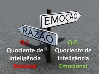 Elementos Essenciais a Liderança




     Q.I.              Q.E.
Quociente de      Quociente de
 Inteligência      Inteligência
   Racional         Emocional
 