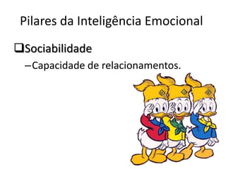 Pilares da Inteligência Emocional
Sociabilidade
  –Capacidade de relacionamentos.
 