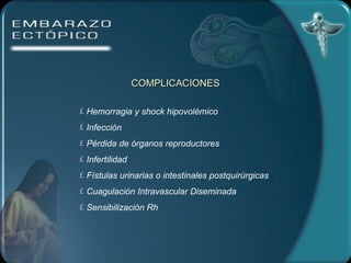 COMPLICACIONES Hemorragia y shock hipovolémico  Infección Pérdida de órganos reproductores Infertilidad Fístulas urinarias o intestinales postquirúrgicas Cuagulación Intravascular Diseminada Sensibilización Rh 