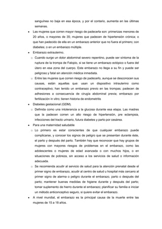 Embarazo   índice de contenidos