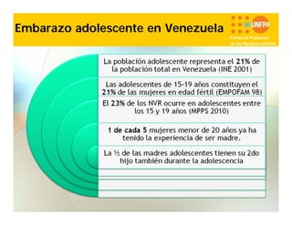Embarazo adolescente en Venezuela
Fondo de Población
de las Naciones Unidas

 