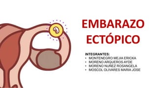 EMBARAZO
ECTÓPICO
INTEGRANTES:
• MONTENEGRO MEJIA ERICKA
• MORENO ARQUEROS AYDE
• MORENO NUÑEZ ROSANGELA
• MOSCOL OLIVARES MARIA JOSE
 