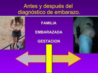 Antes y después del  diagnóstico de embarazo. FAMILIA EMBARAZADA GESTACION 