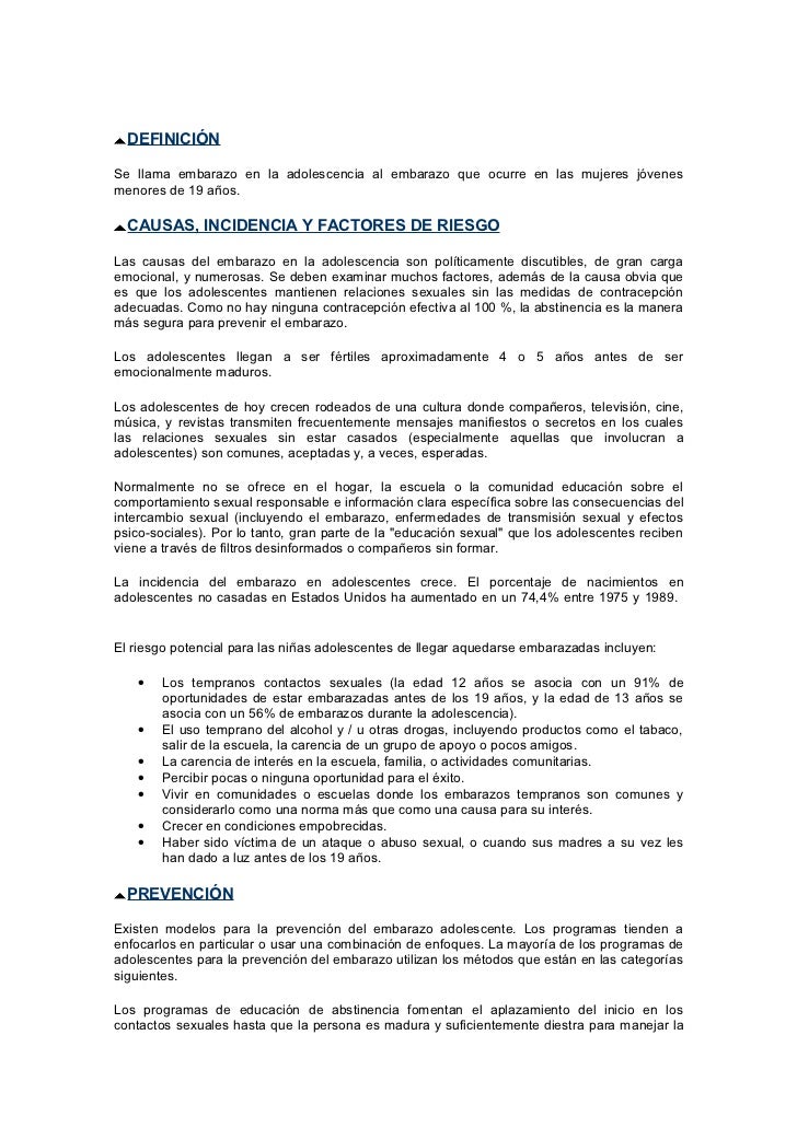 Embarazo Precoz En Adolescentes