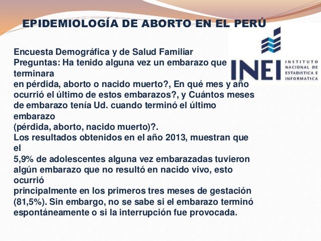 Embarazo Precoz Y Aborto Adolescente Perú 2014