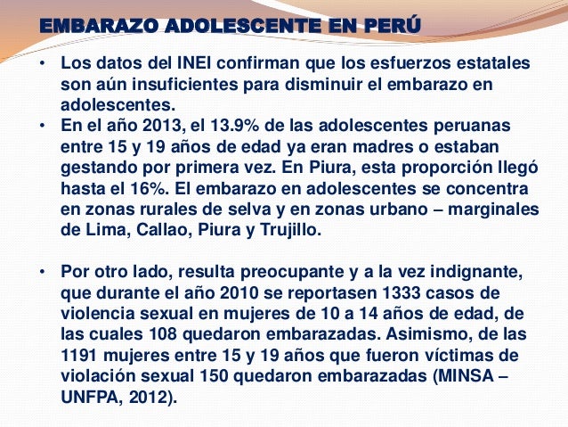 Embarazo Precoz Y Aborto Adolescente Perú 2014