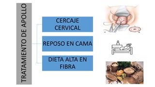 TRATAMIENTO
DE
APOLLO CERCAJE
CERVICAL
REPOSO EN CAMA
DIETA ALTA EN
FIBRA
 
