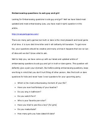 Embarrassing Questions To Ask Guy And Girl