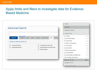 10
Apply limits and filters to investigate data for Evidence-
Based Medicine
 