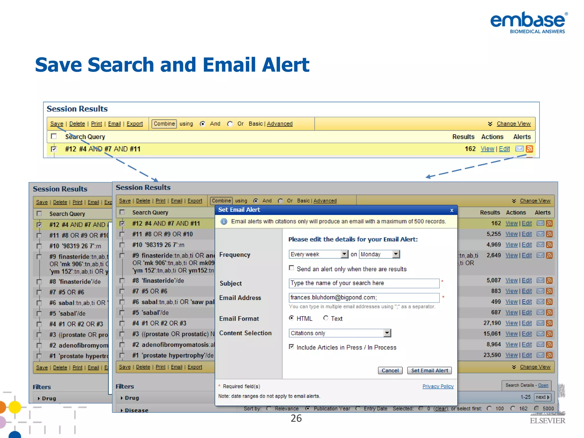Save Search and Email Alert 