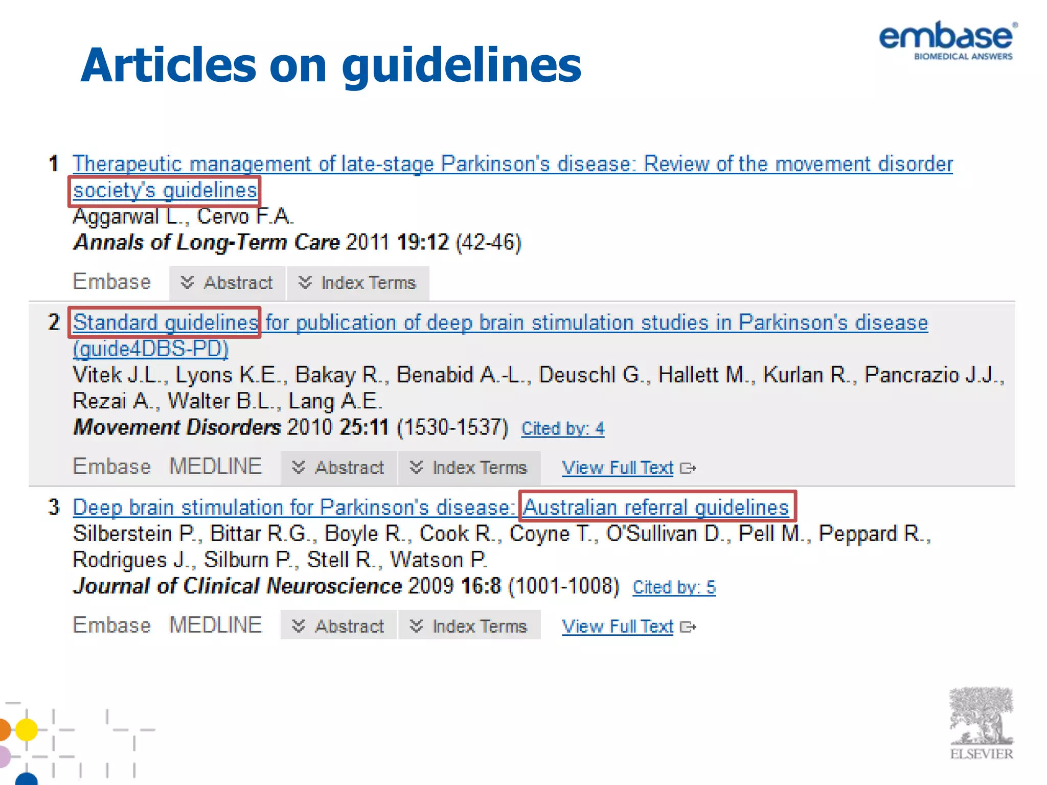 Articles on guidelines
 