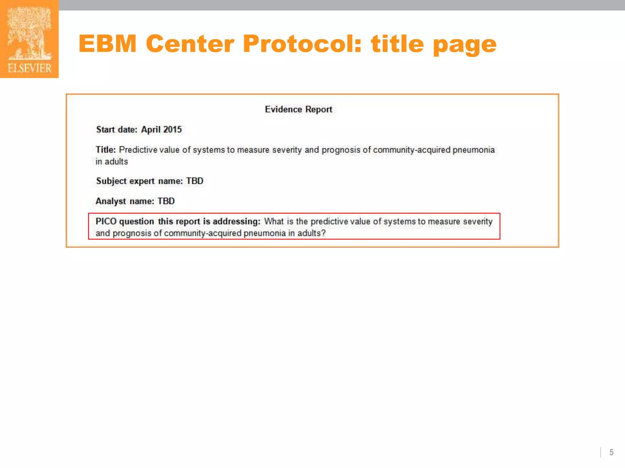 EBM Center Protocol: title page
5
 