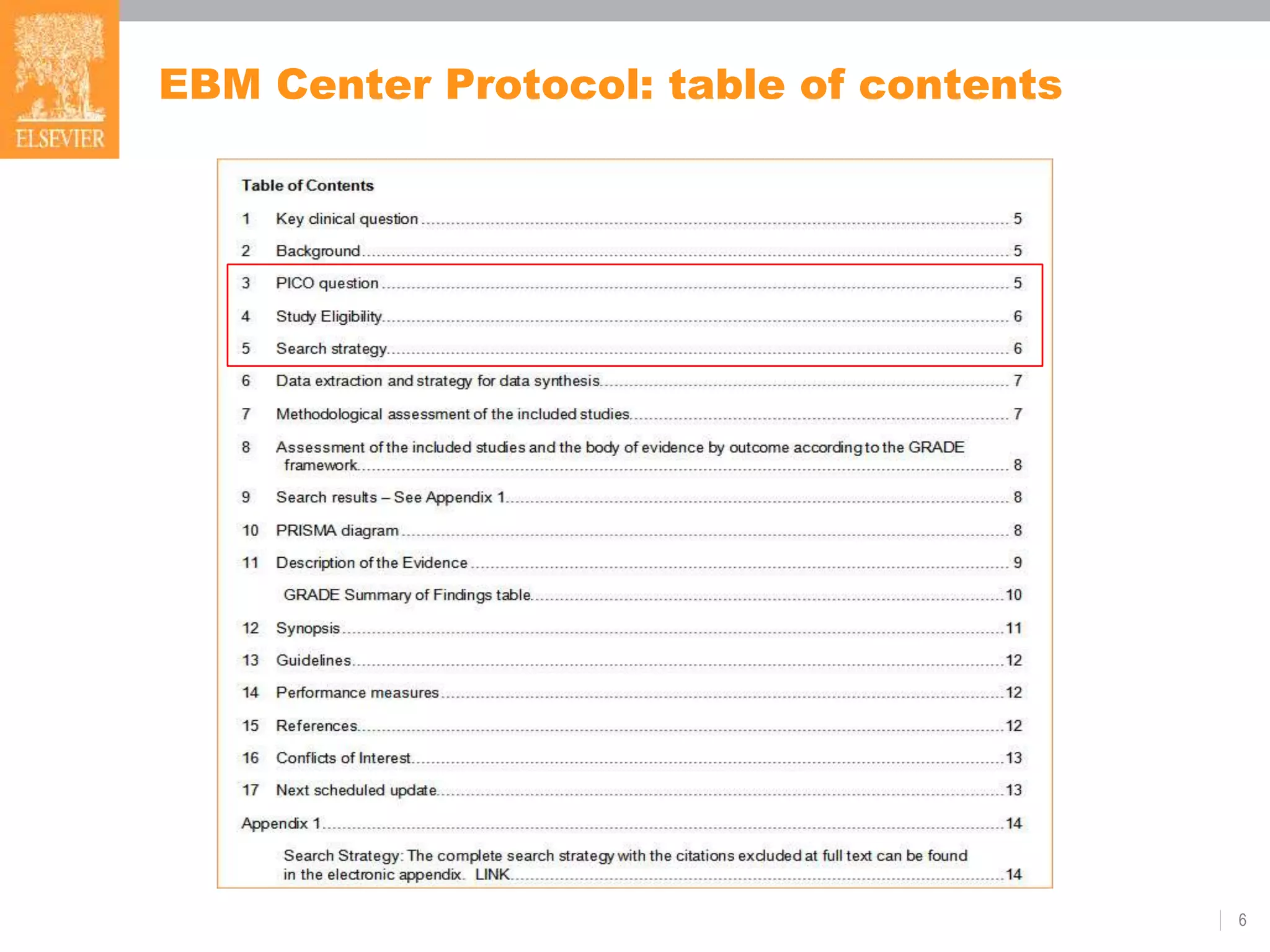 EBM Center Protocol: table of contents
6
 