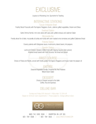 Embassy Grand Convention Centre - CORPORATE MENU PACKAGES