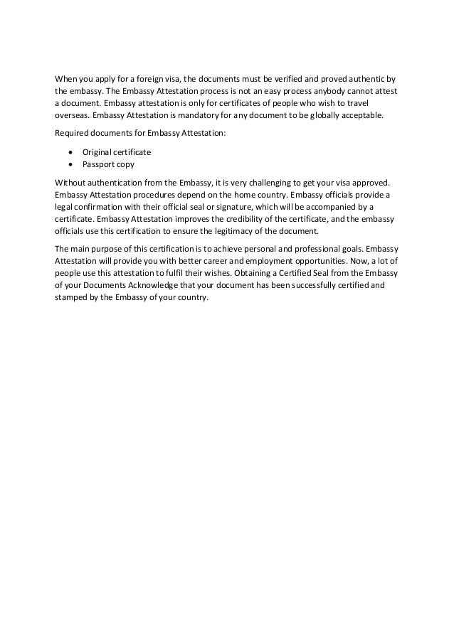 What Are The Documents Required For Embassy Attestation 