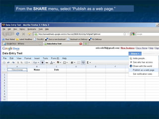 From the SHARE menu, select “Publish as a web page.”