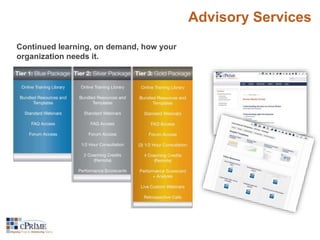 Advisory Services 
Continued learning, on demand, how your 
organization needs it. 
 