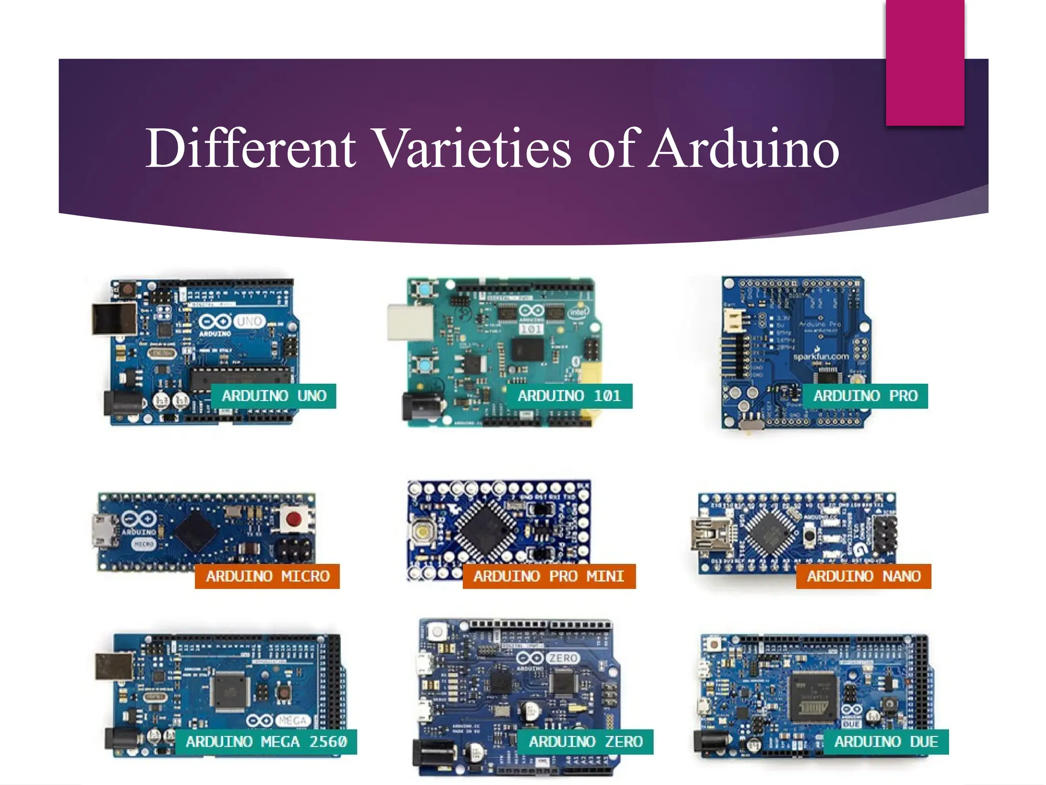 Different Varieties of Arduino
 