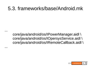 5.3. frameworks/base/Android.mk



...
       core/java/android/os/IPowerManager.aidl 
       core/java/android/os/IOpersy...