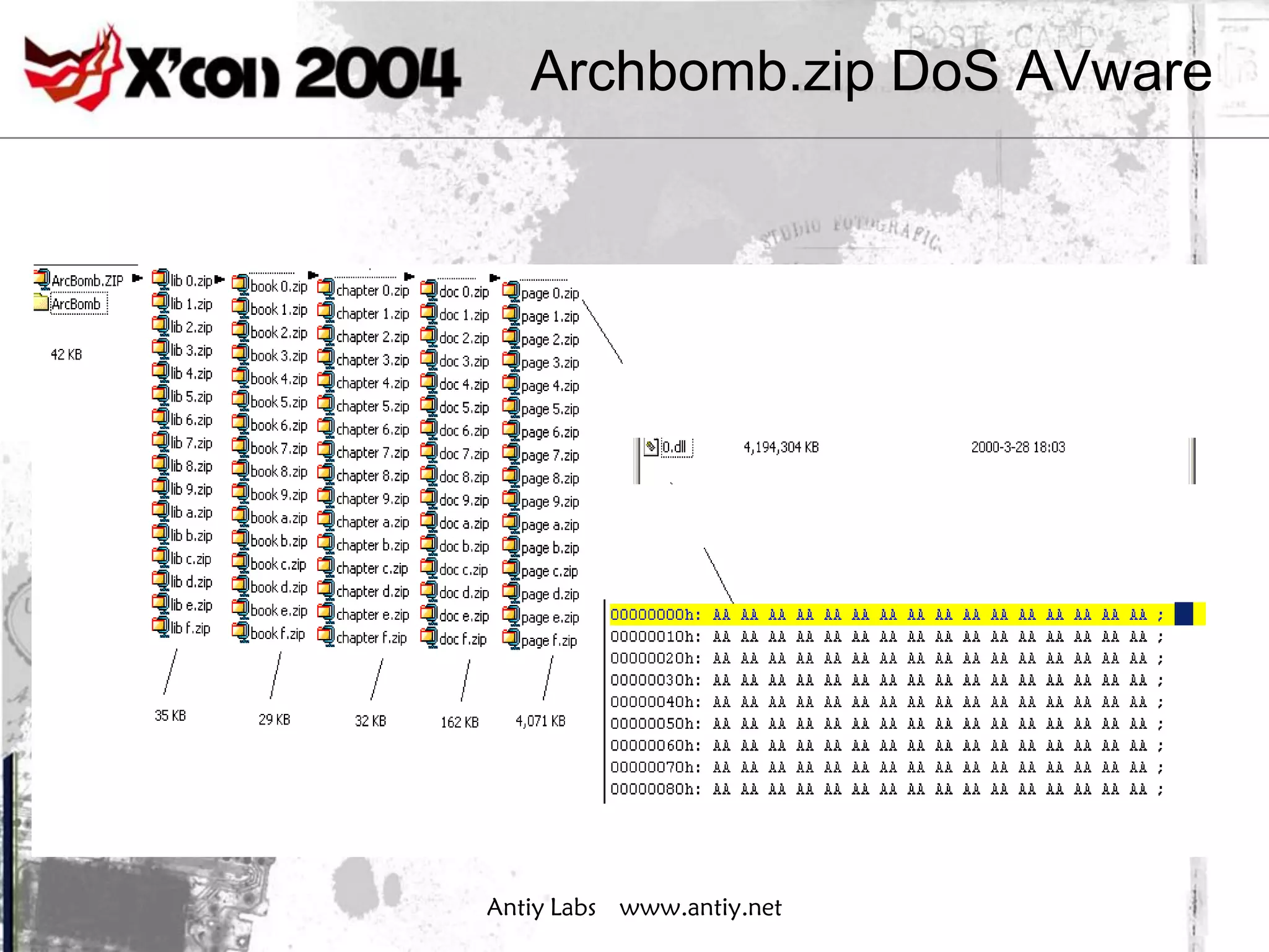 Archbomb.zip DoS AVware




Antiy Labs www.antiy.net
 