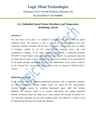 Embedded based patient heartbeat and temperature monitoring system | PDF