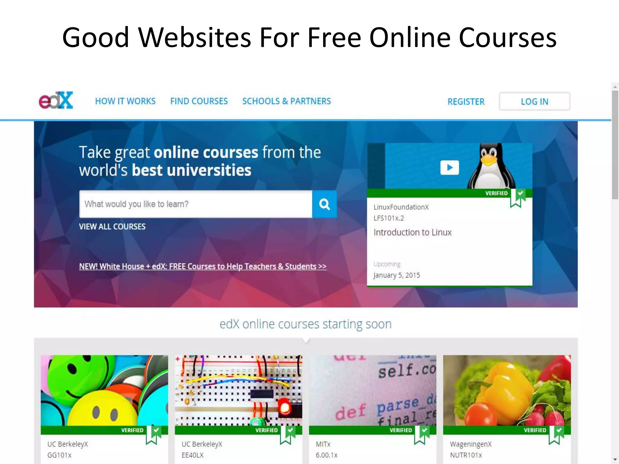 Good Websites For Free Online Courses 