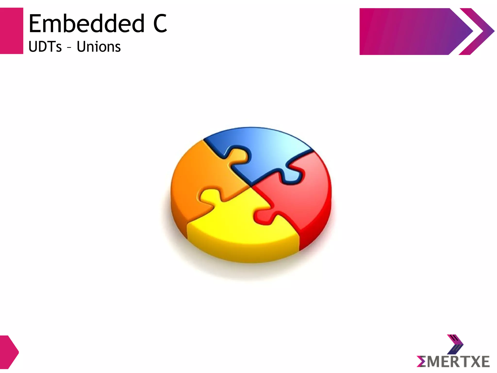 Embedded C
UDTs – Unions
 