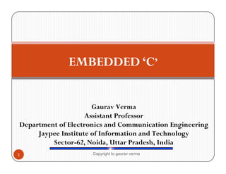 Embedded C programming based on 8051 microcontroller | PDF