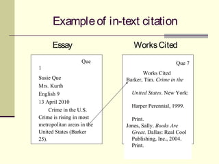 In Text Citations essay writing PPT
